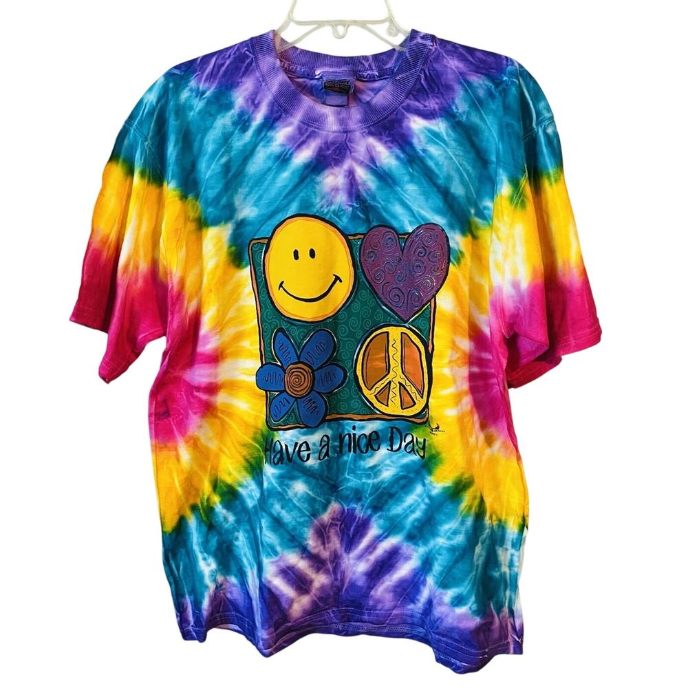 Love Unlimited Have A Nice Day Tie Dye T Shirt Size Large Graphic Tee